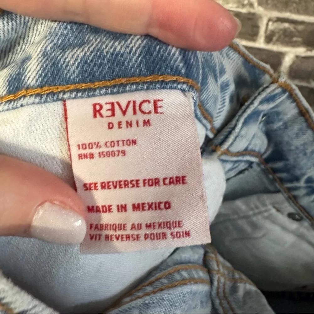 Revice Beverly Drive Button Fly Long Bermuda Denim Jean Shorts distressed